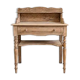 Bureau / coiffeuse ancienne en bois brut avec étagère