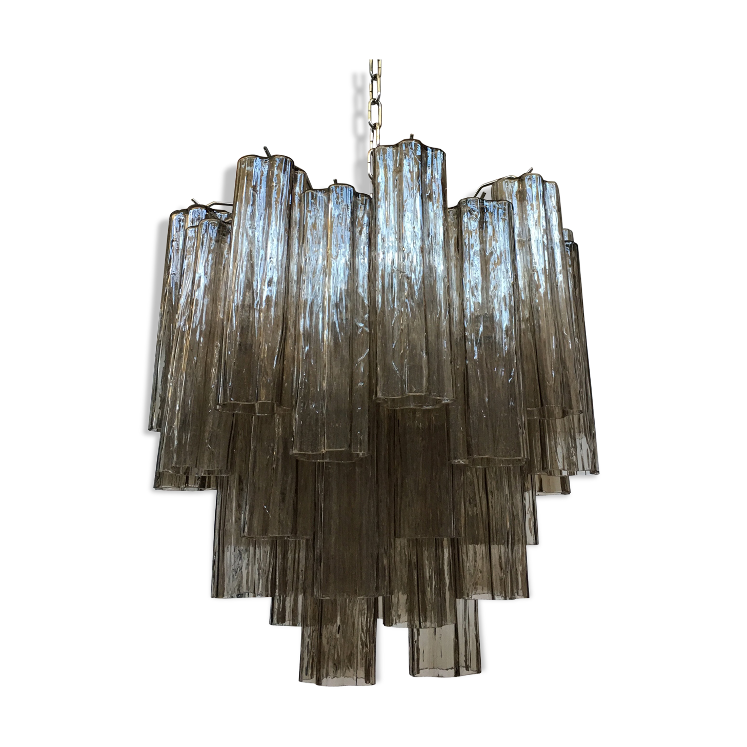 Chandelier in Murano glass "Tronchi" with chrome metal