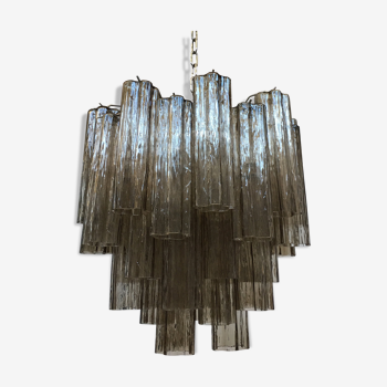 Chandelier in Murano glass "Tronchi" with chrome metal