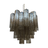 Chandelier in Murano glass "Tronchi" with chrome metal