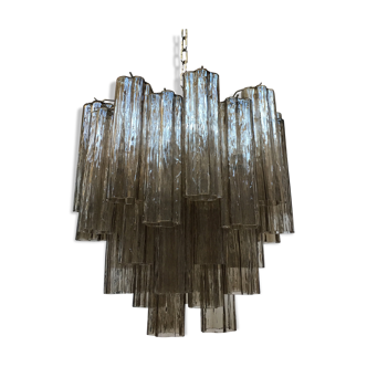 Chandelier in Murano glass "Tronchi" with chrome metal