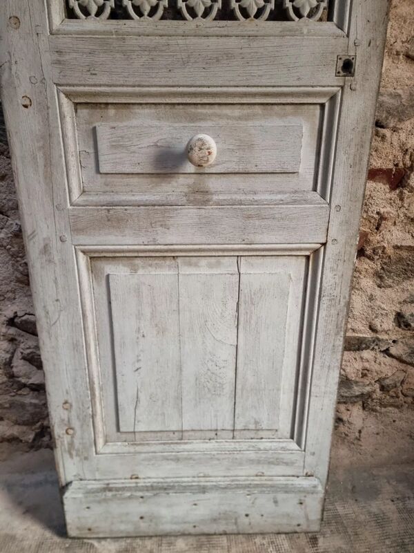 Porte d'entrée ancienne en chêne avec grille en fonte, récupération architecturale française
