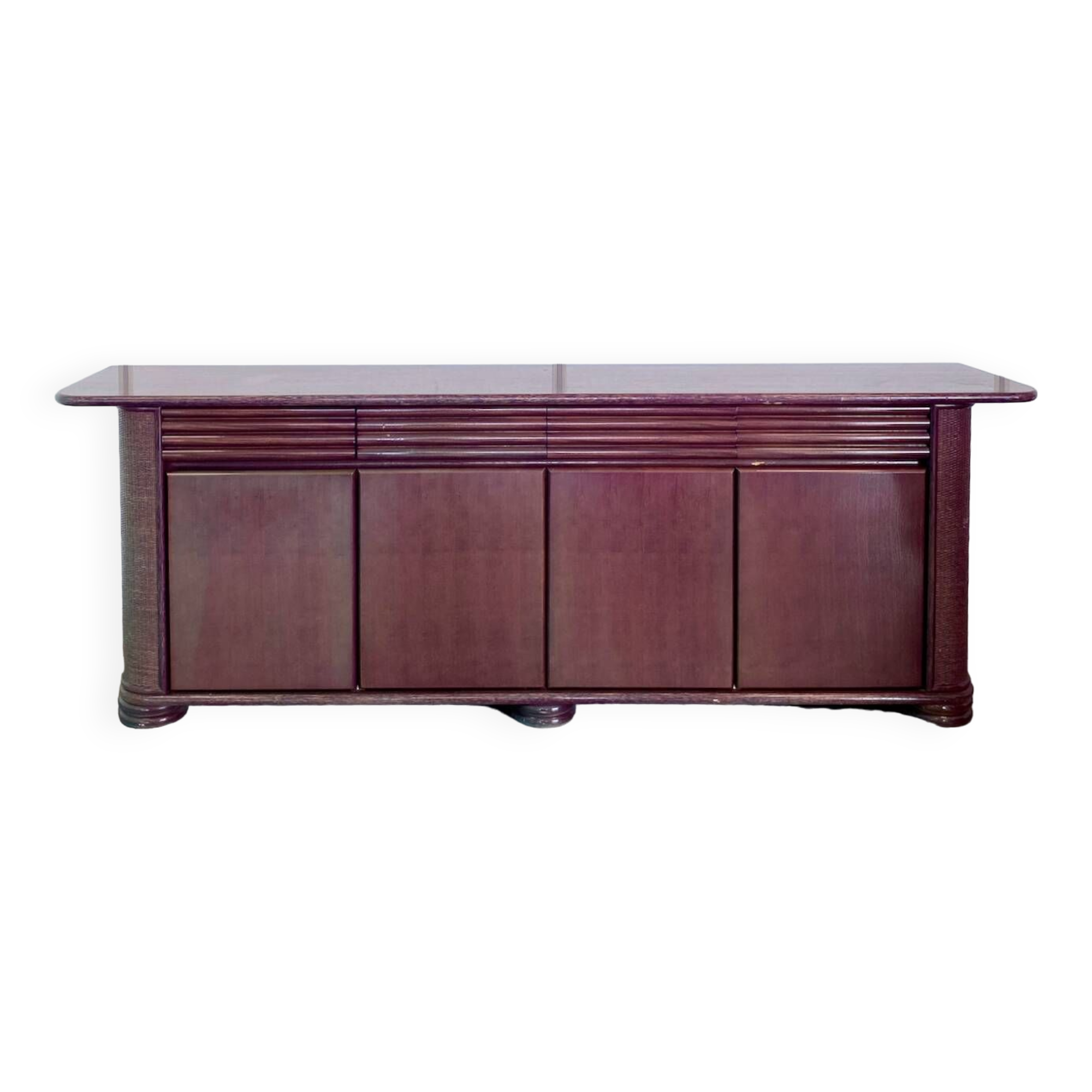 ROBERTI RATTAN PINK/PURPLE SIDEBOARD - ITALY 1990'S
