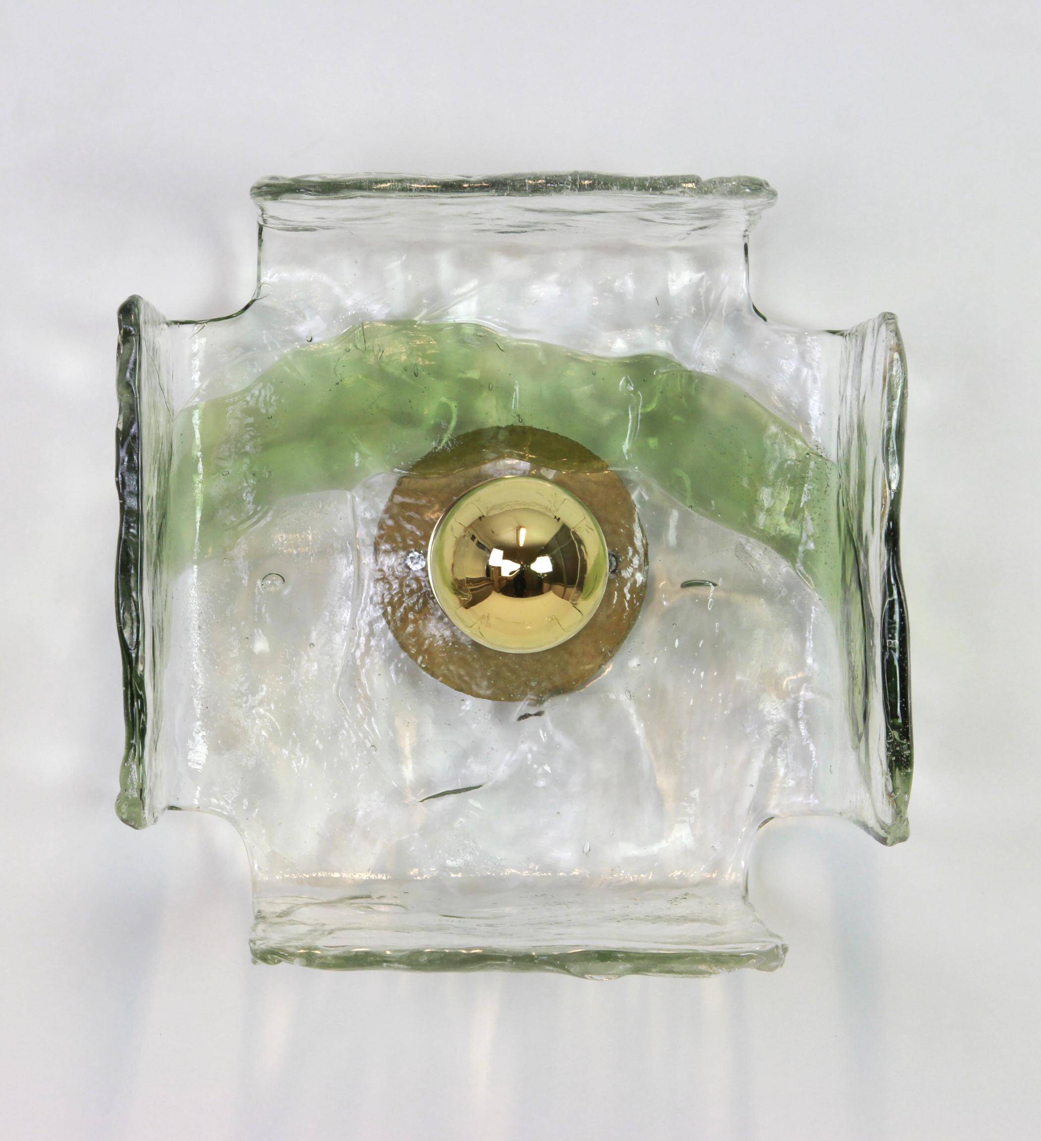 Glass wall sconces designed by Carlo Nason for Kalmar, 1960s.