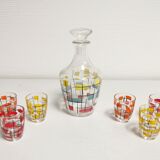 Service à liqueur digestif vintage 50 60  6 verres et 1 carafe