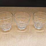 Set of 3 old glasses with gold edging