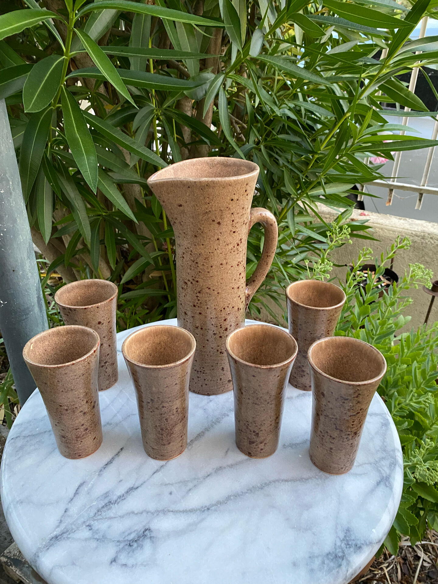 Vintage drink service in pyrite stoneware – Claude Passy (Vallauris) –