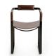 Armchair, smoked black steel and dark brown leather, contemporary design.