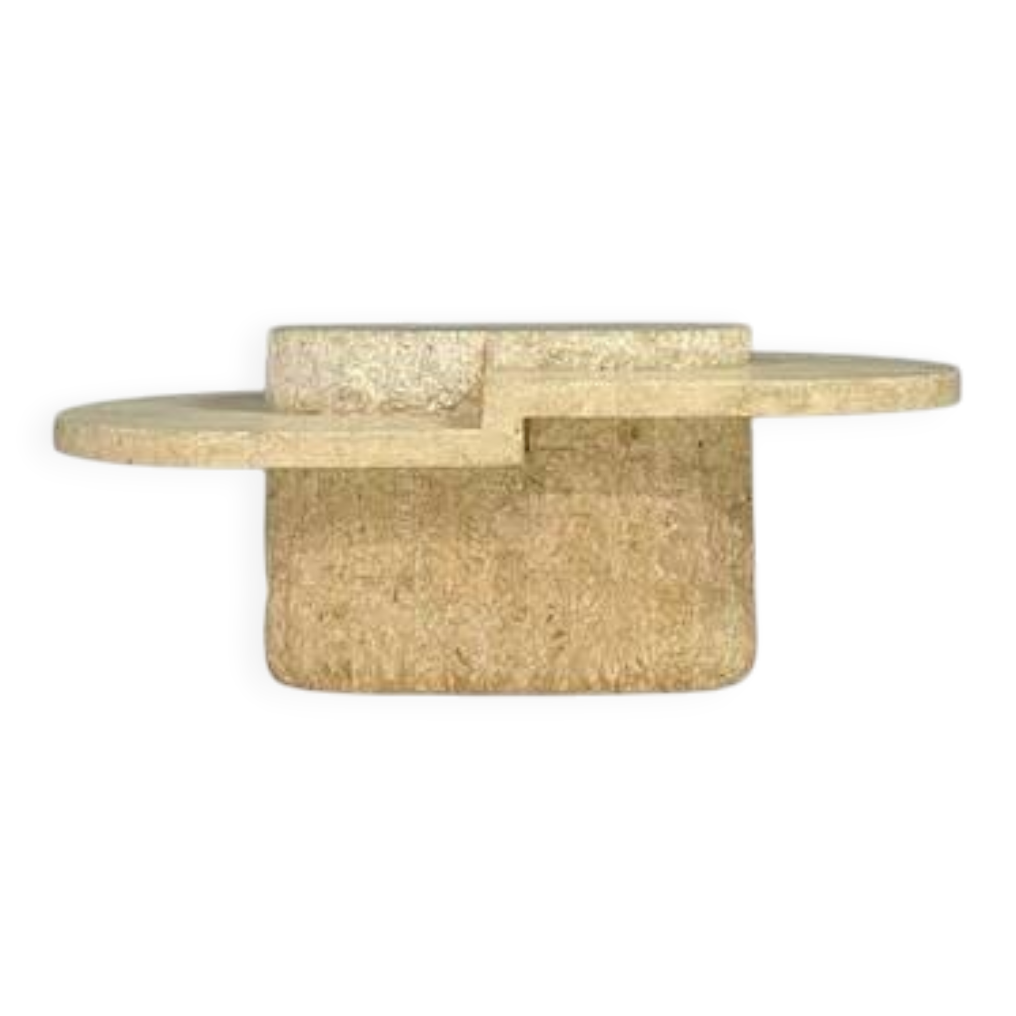 Table basse en pierre fossile/mactan, Magnussen Ponte, années 1980