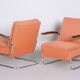 Ensemble de chaises à bras en chrome tubulaire Bauhaus attribuées à Mücke Melder, années 1930.