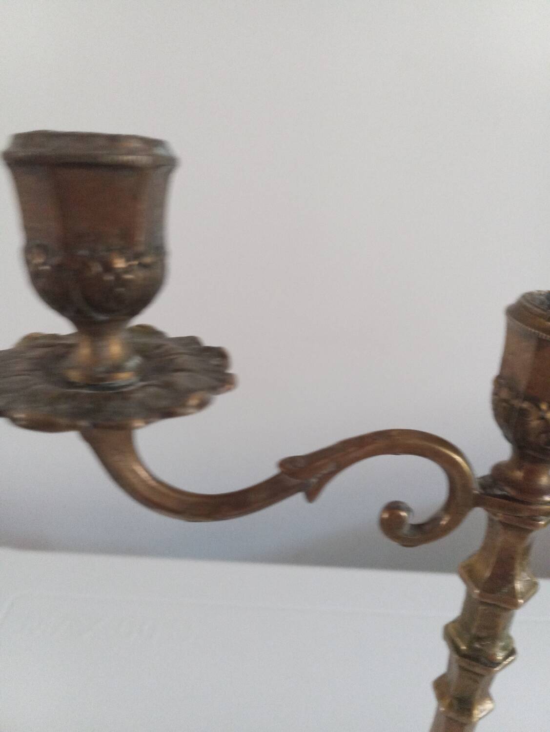 3-light bronze candle holder