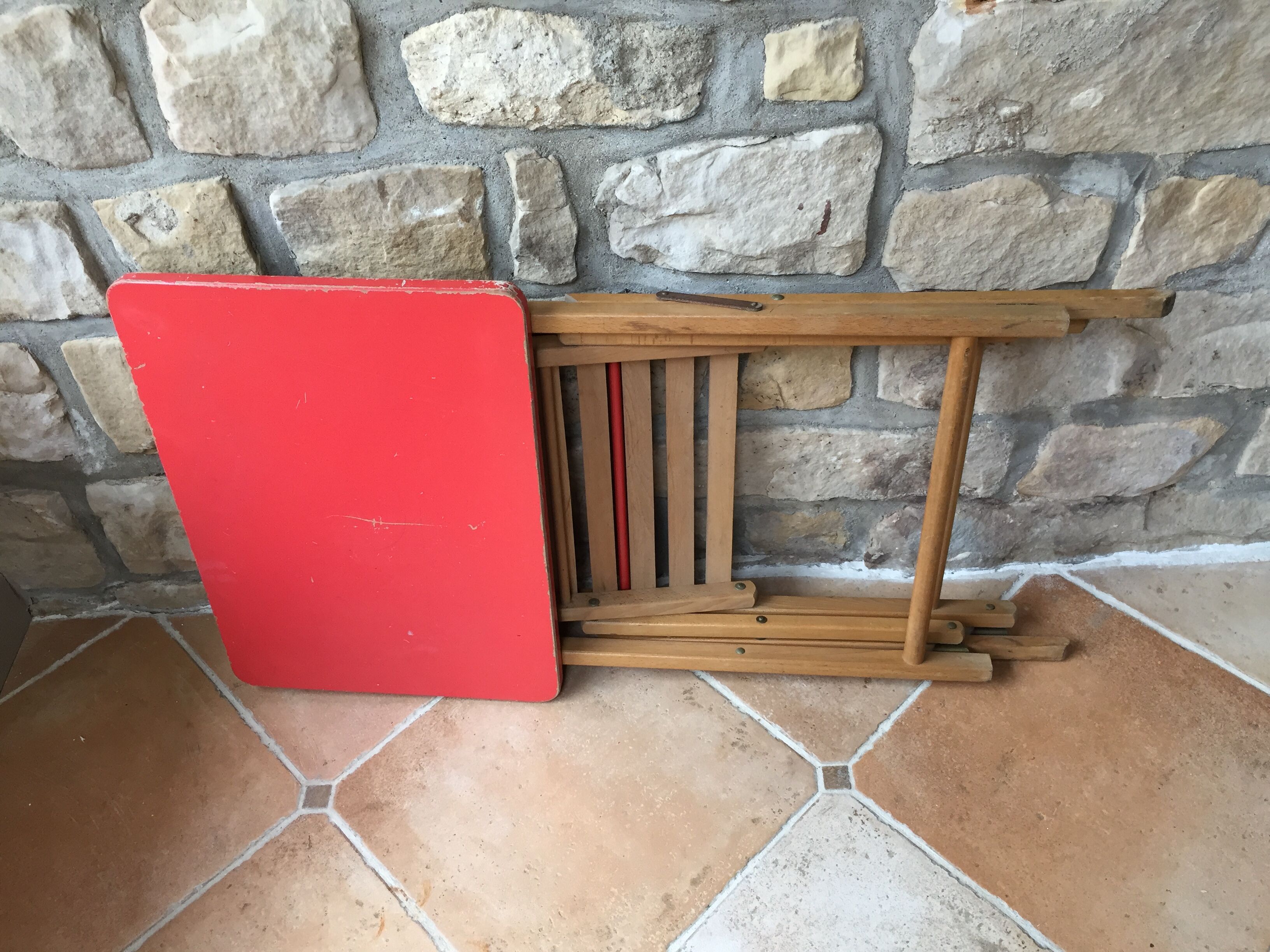 Bureau d'écolier en bois pliable vintage