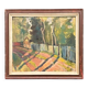 Original Swedish Oil on Panel - "Landscape with Fence" by Bajo - Signed - Vintage and Framed - 58 × 52 cm (22.8" × 20.5")