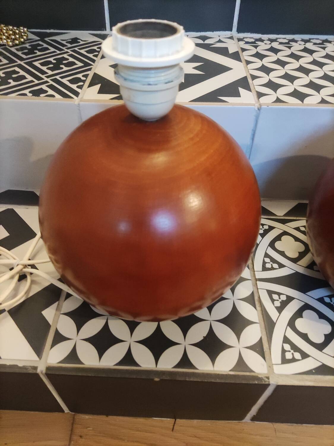 Wooden ball lamp base made in Italy