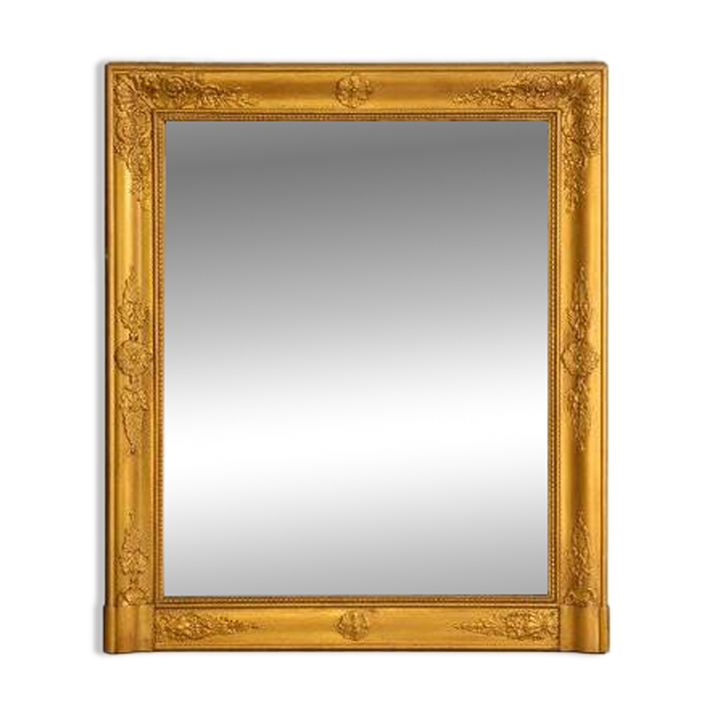 Ancien miroir doré avec glace au mercure, XIXe siècle