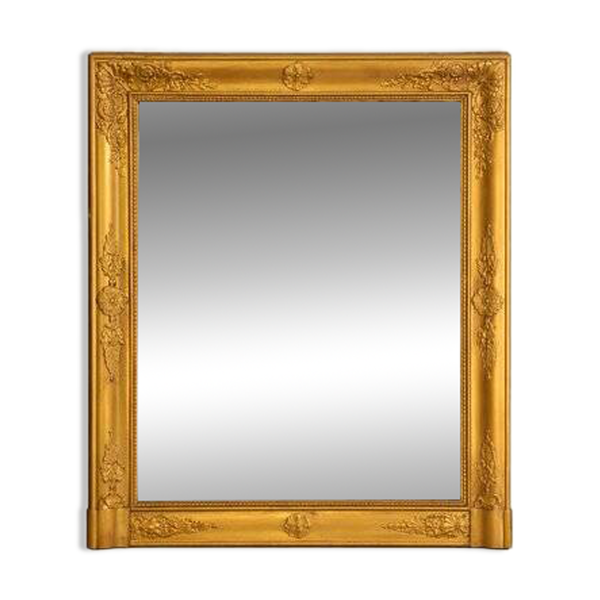 Ancien miroir doré avec glace au mercure, XIXe siècle