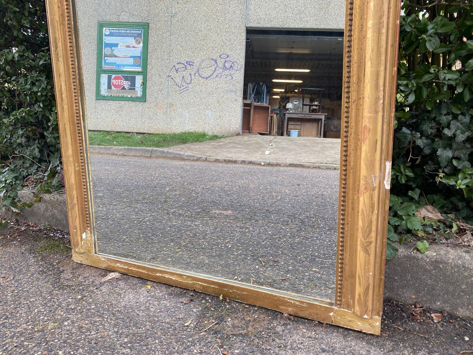 Louis Philippe mirror in solid wood and gilded stucco 19th century 125x80cm