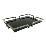 Hollywood regency black glass tray, France 1970s
