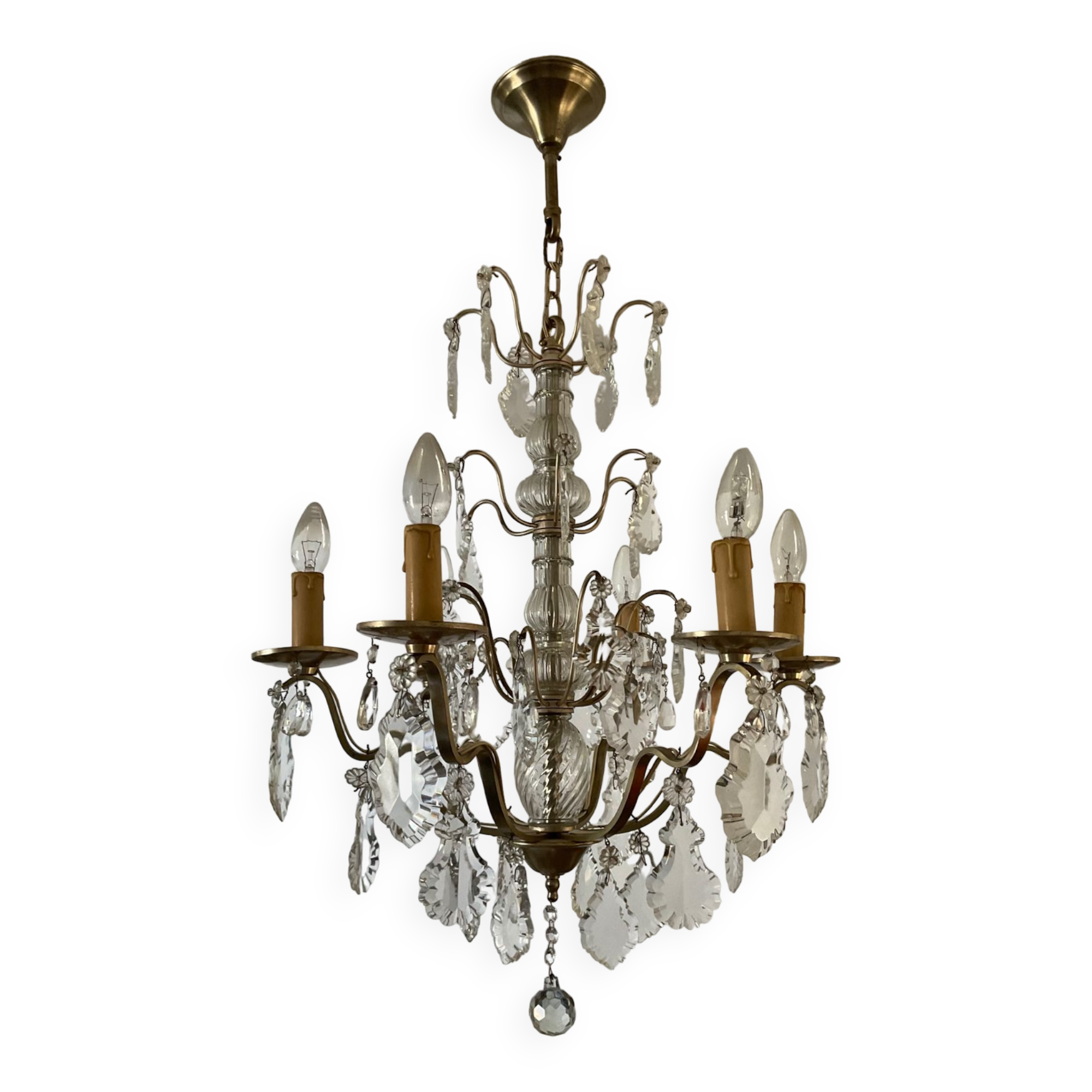 Girandole chandelier with crystal drops from the 60s and 70s