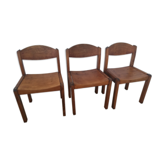 Lot de trois chaises baumann vintage