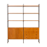 Wall unit, Scandinavian bookshelf in oak, 1970s.