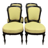 4 chaises époque Napoléon III en bois laqué noir vers 1850