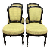 Set of 4 Napoleon III period chairs in black lacquered wood circa 1850