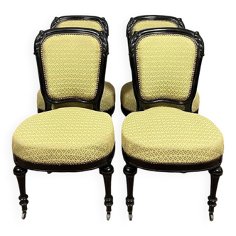 4 chaises époque Napoléon III en bois laqué noir vers 1850