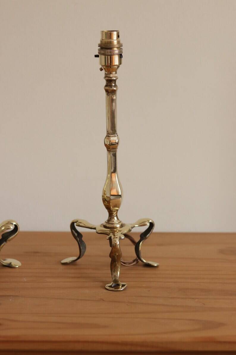 Pair Of Victorian Antique Brass Pullman Railway Carriage Table Lamps