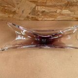 Ancien Vide Poche Coupe Cristal Violet & Transparent Vintage #B086