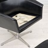 1960s, scandinavian design, swivel chair, original condition, artificial leather, cast aluminum base