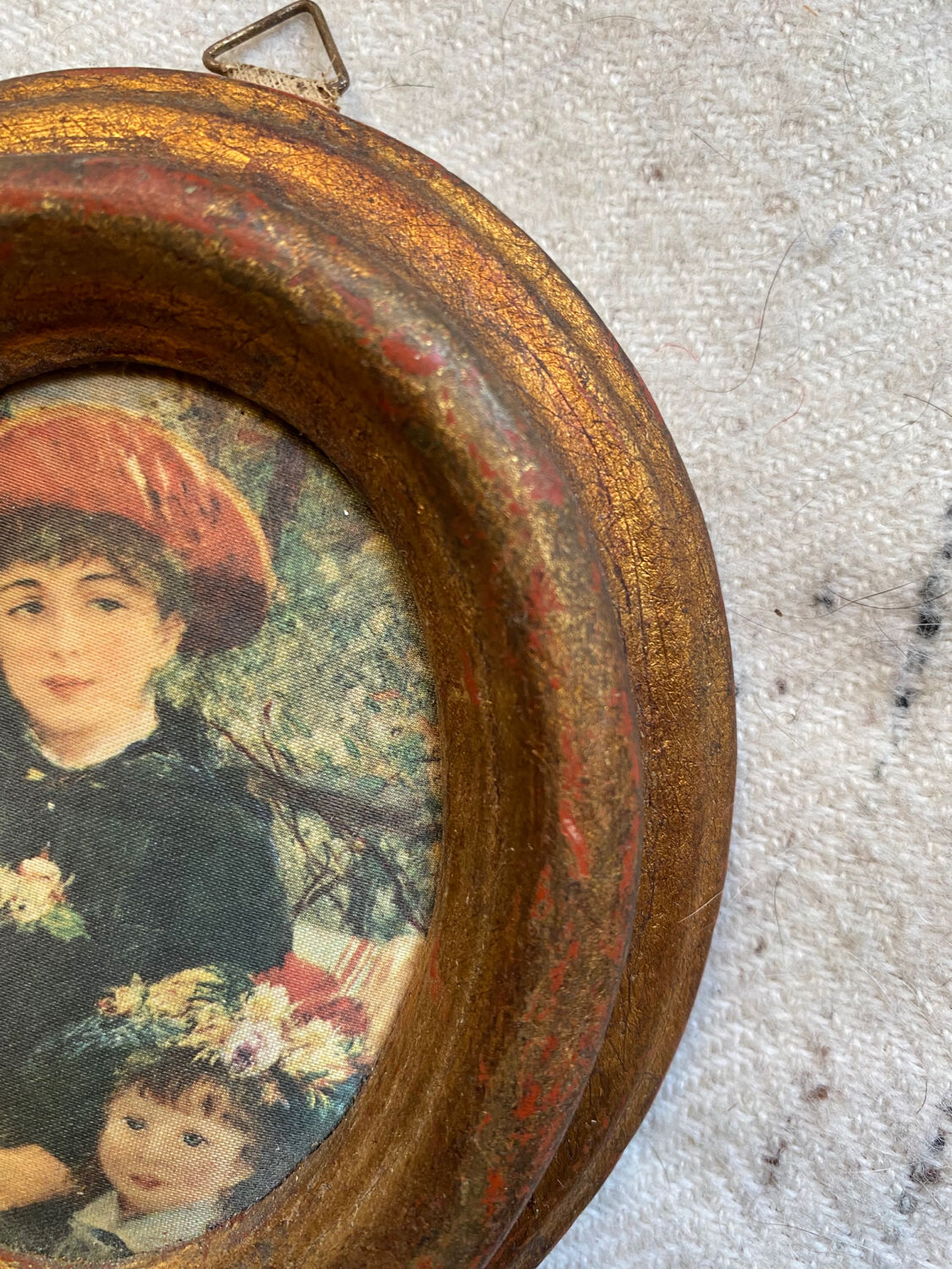 Gilded wood frame painting on silk