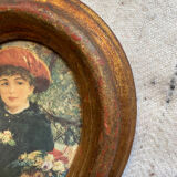 Gilded wood frame painting on silk