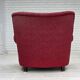 1950s, Danish relax armchair, red furniture fabric, ash wood legs.