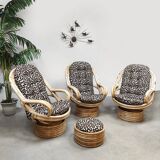 Vintage bamboo rocking lounge swivel tilt chairs Axel Enthoven