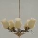 Brass and glass chandelier, Lisa Johansson-Pape for Stockmann, Finland, 1940s.