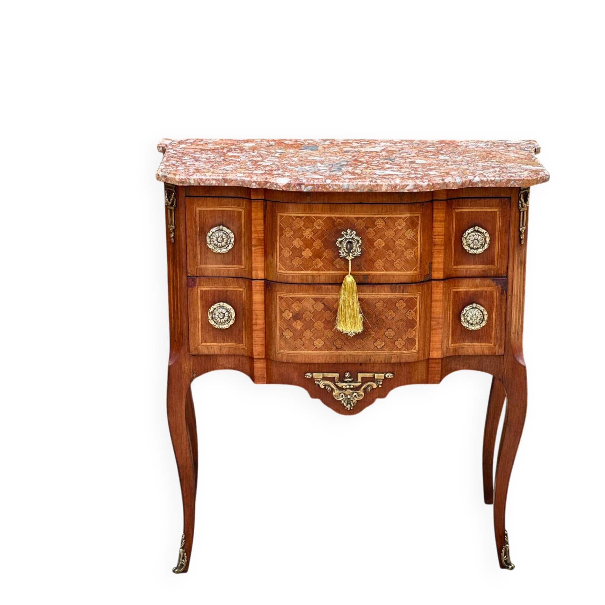 Small jump cabinet in precious wood marquetry.