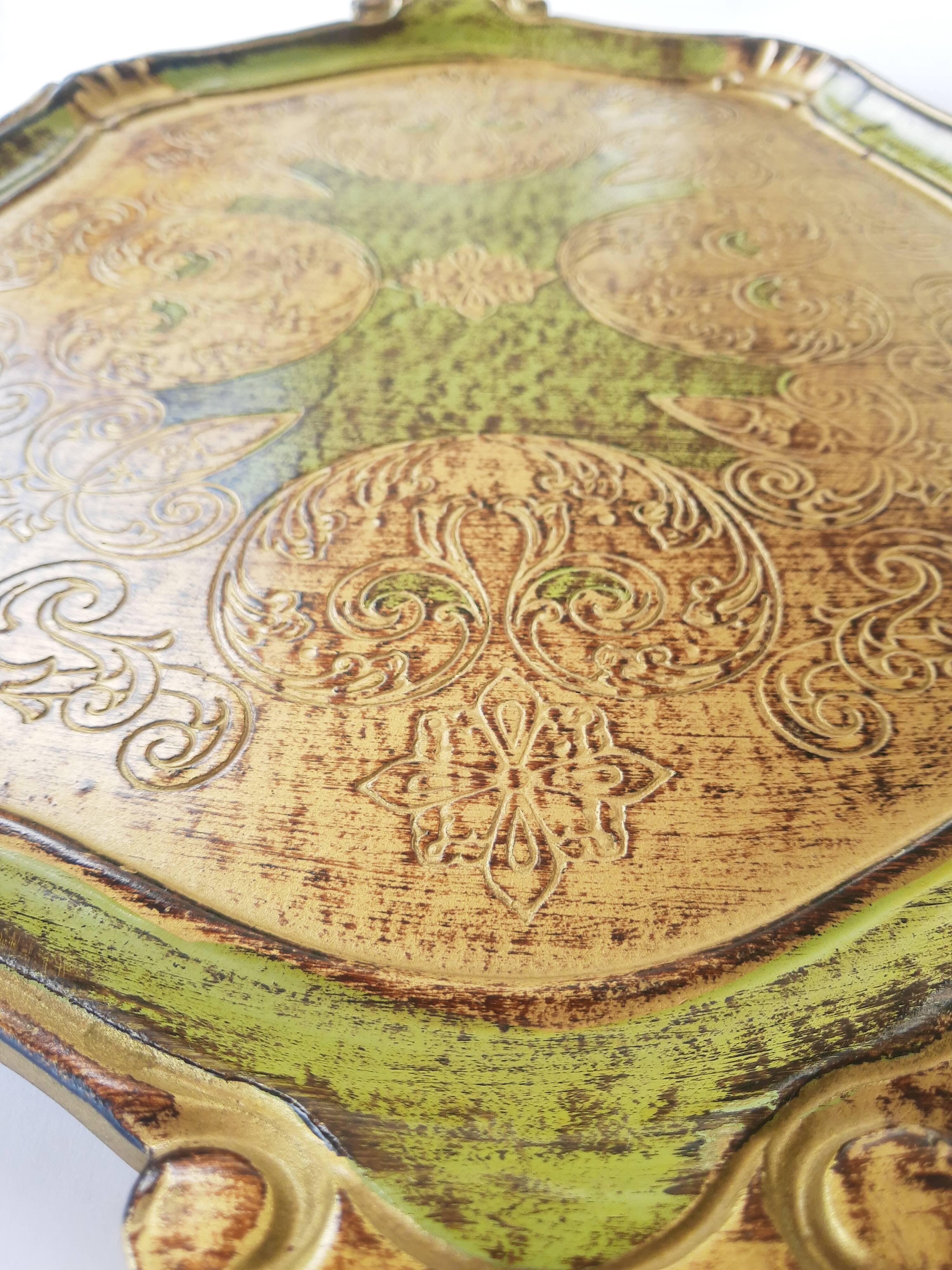Vintage Italian carved wooden tray