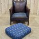 Club armchair art deco era leather and fabric cushion