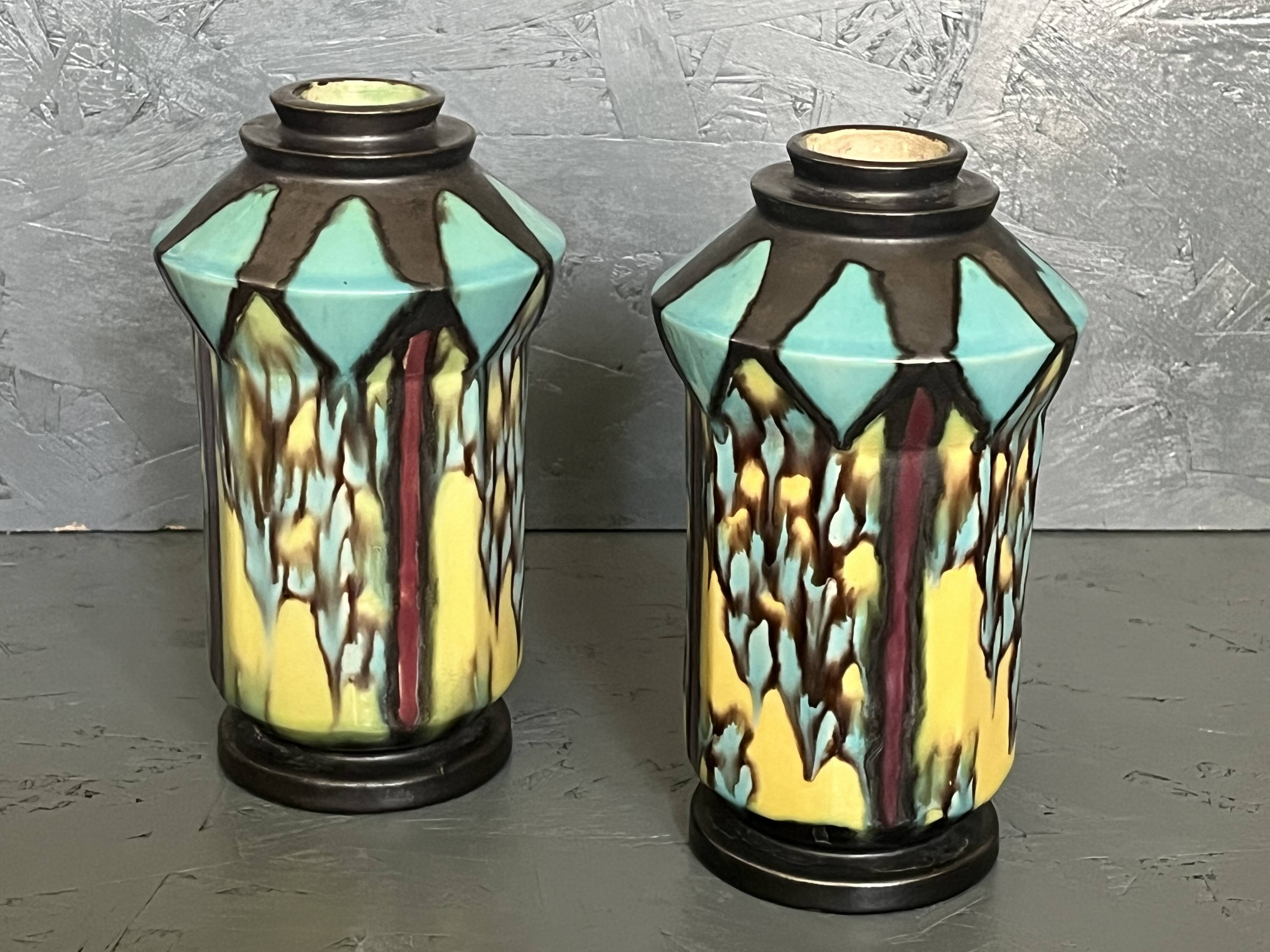 Pair of Art Deco Vases 1930 signed Henri Delcourt