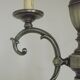 French brushed silver metal 3 light chandelier scroll leaf detail