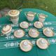 Coffee service consisting of 18 pieces, in white porcelain with gold decoration