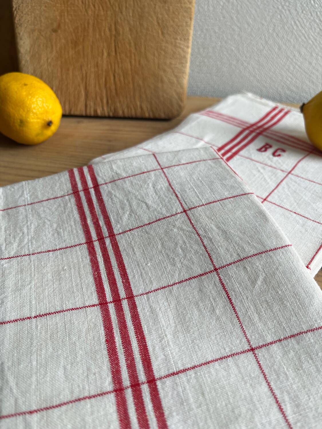 Old embroidered tea towels