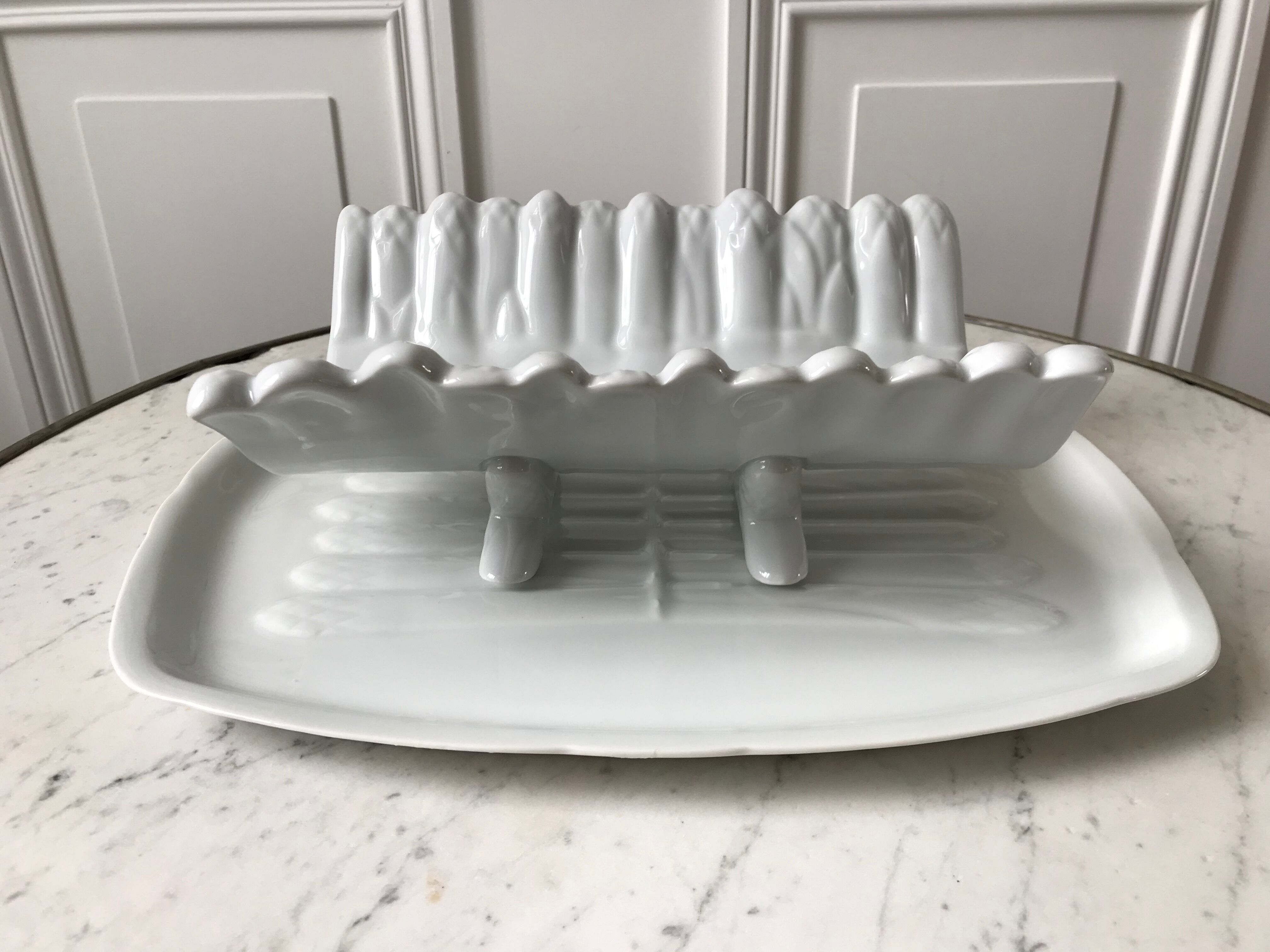 Asparagus dish in slurry early twentieth century