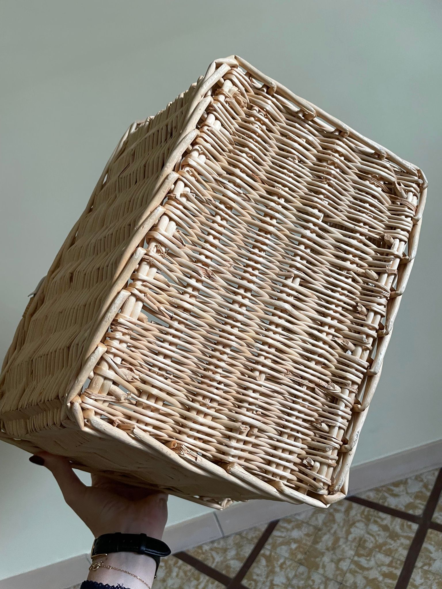 Light beige wicker basket