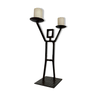 Vintage wrought iron anthropomorphic candle holder