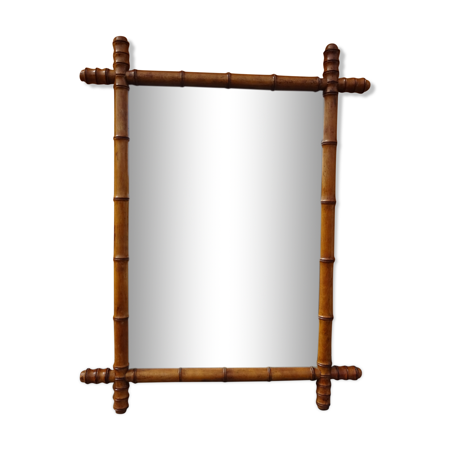 Old wood mirror bamboo 76 x 60 cm