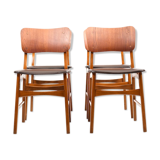 Set of 4 danish dining chairs in teak and beech 1950
