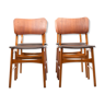 Set of 4 danish dining chairs in teak and beech 1950