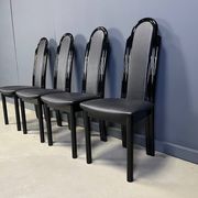 Postmodern lacquered wood Italian dining chairs, 1980s